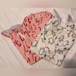 Carter's 2-Pack Fleece Sleep Sacks - Pink Candy Cane & White Penguin